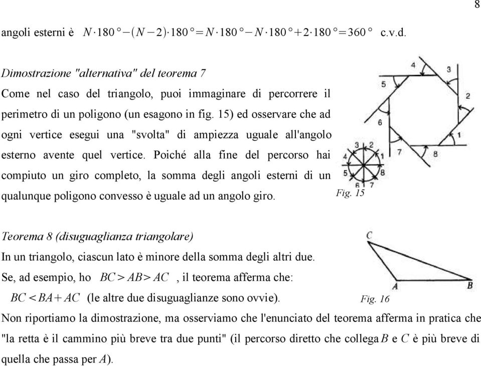 15) ed osservare che ad ogni vertice esegui una "svolta" di ampiezza uguale all'angolo esterno avente quel vertice.