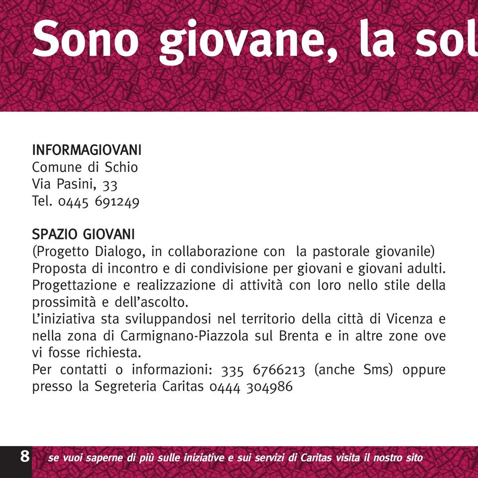 Progettazione e realizzazione di attività con loro nello stile della prossimità e dell ascolto.