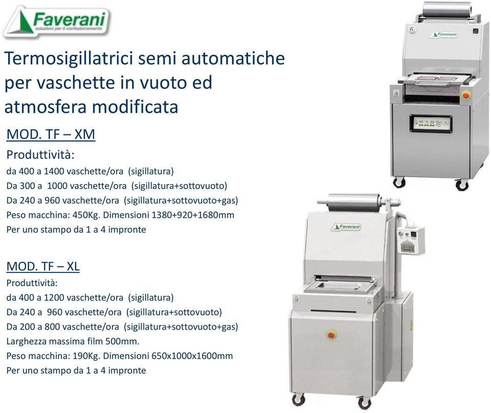 (sigillatura+sottovuoto+gas) Peso macchina: 450Kg. Dimensioni 1380+920+1680mm Per uno stampo da 1 a 4 impronte MOD.