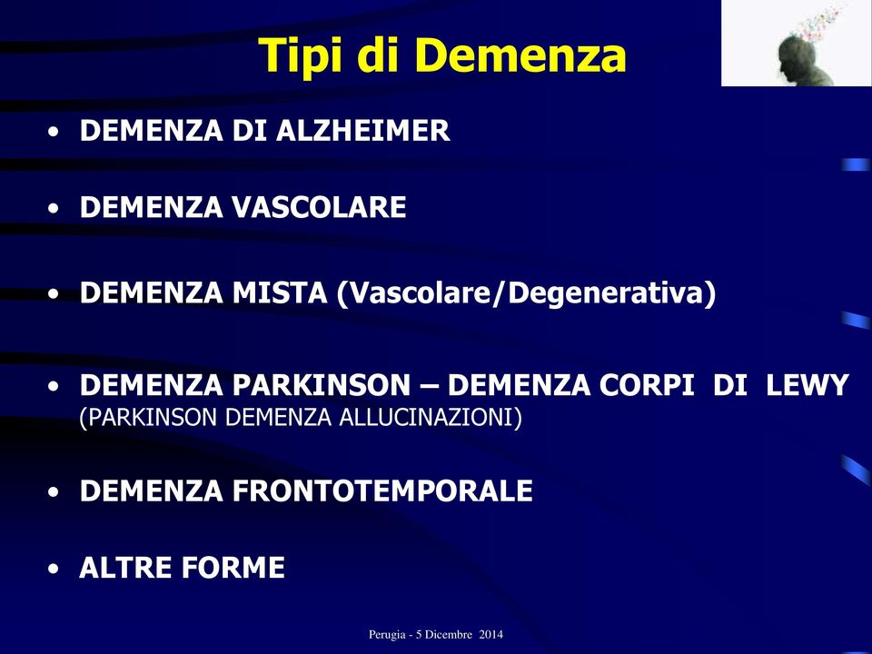 DEMENZA PARKINSON DEMENZA CORPI DI LEWY (PARKINSON