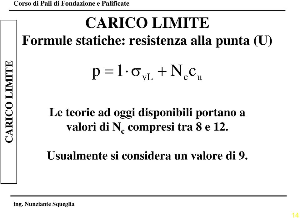 portano a valori di N c compresi tra 8 e 12.