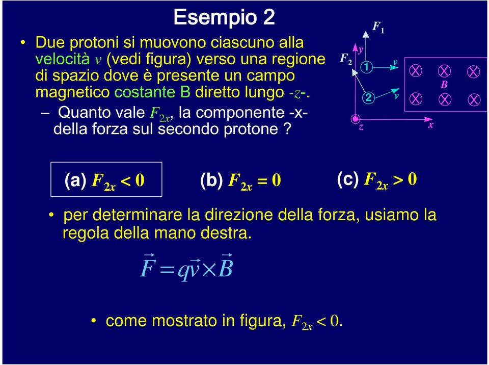 Quanto vale F 2x, la componente -xdella forza sul secondo protone?