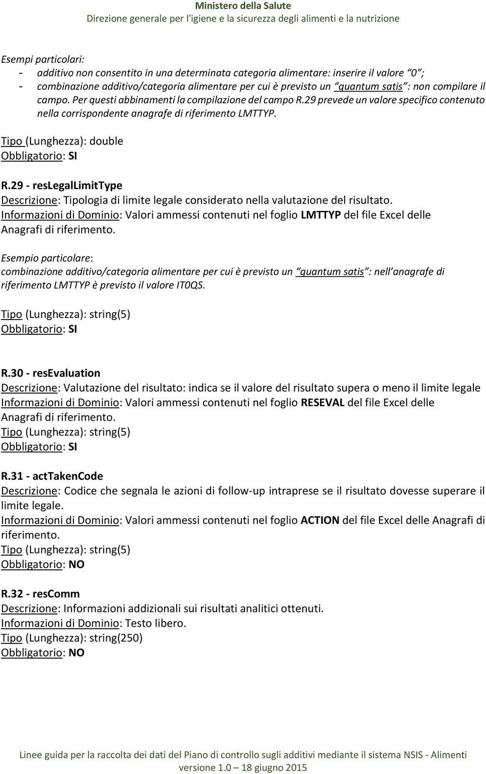 29 - reslegallimittype Descrizione: Tipologia di limite legale considerato nella valutazione del risultato.