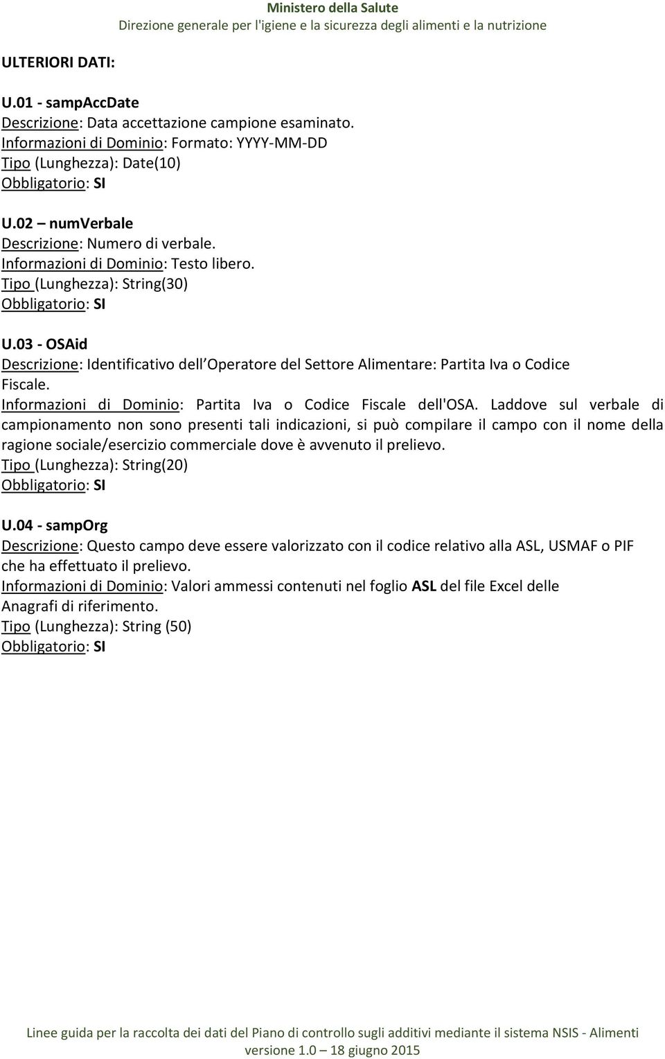 03 - OSAid Descrizione: Identificativo dell Operatore del Settore Alimentare: Partita Iva o Codice Fiscale. Informazioni di Dominio: Partita Iva o Codice Fiscale dell'osa.