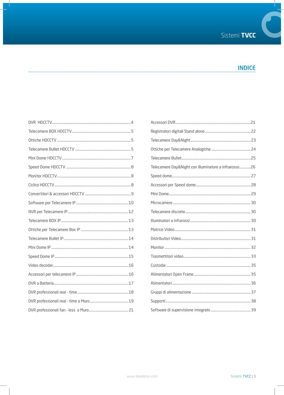 .. 14 Speed Dome IP... 15 Video decoder... 16 Accessori per telecamere IP... 16 DVR a Batteria... 17 DVR professionali real - time... 18 DVR professionali real - time a Muro.