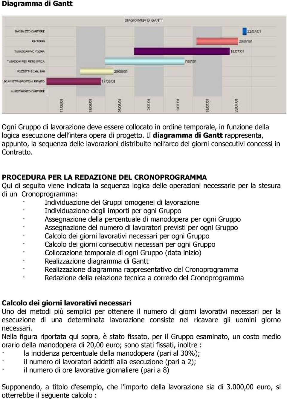 PROCEDURA PER LA REDAZIONE DEL CRONOPROGRAMMA Qui di seguito viene indicata la sequenza logica delle operazioni necessarie per la stesura di un Cronoprogramma: Individuazione dei Gruppi omogenei di