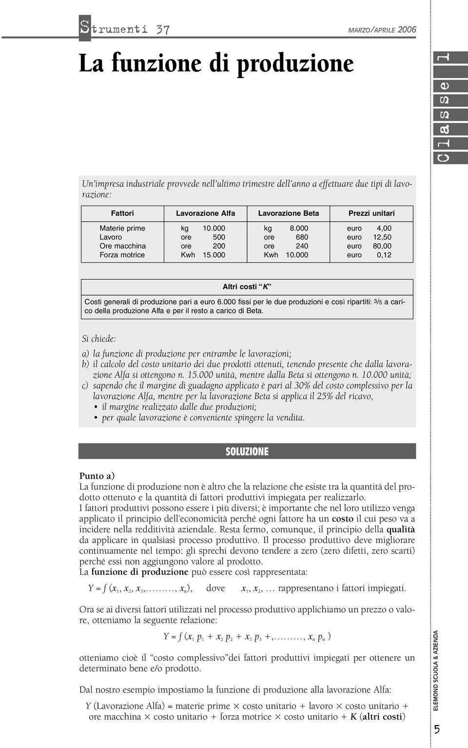 000 fissi per le due produzioni e così ripartiti: /5 a carico della produzione Alfa e per il resto a carico di Beta.