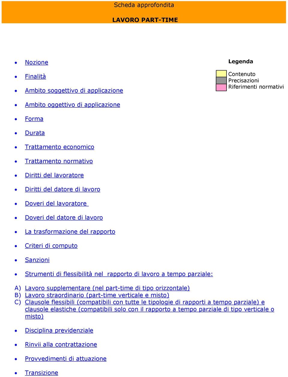 Strumenti di flessibilità nel rapporto di lavoro a tempo parziale: A) Lavoro supplementare (nel part-time di tipo orizzontale) B) Lavoro straordinario (part-time verticale e misto) C) Clausole