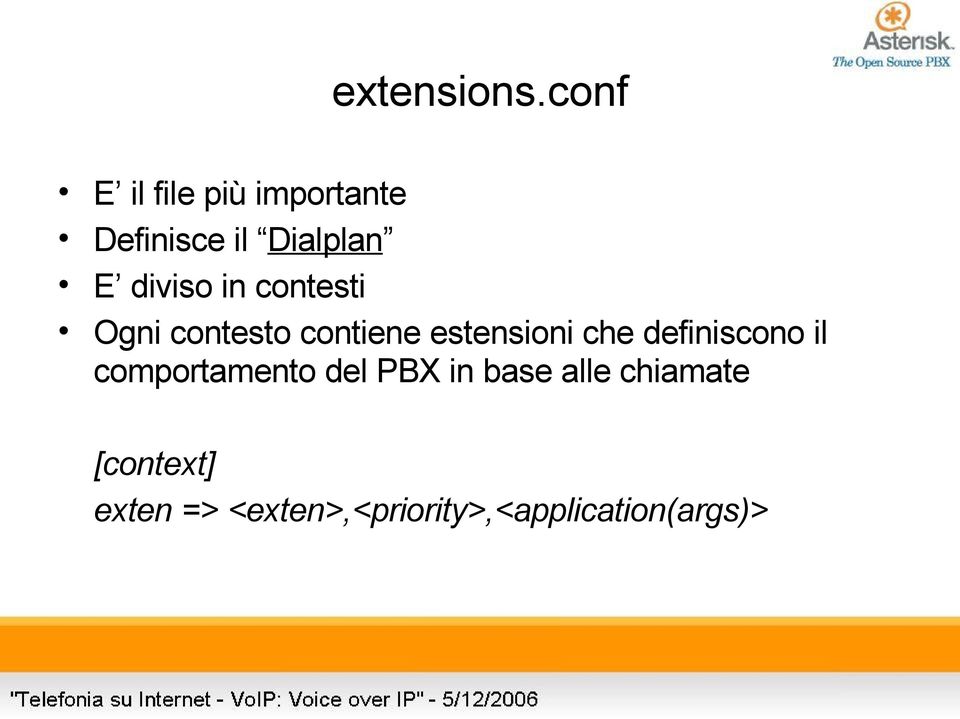 diviso in contesti Ogni contesto contiene estensioni che