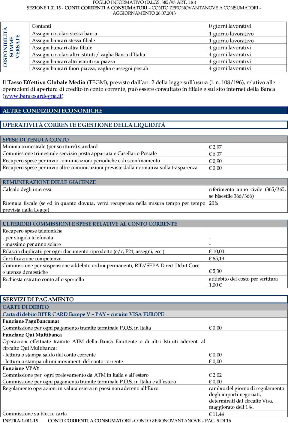 lavorativi 4 giorni lavorativi Il Tasso Effettivo Globale Medio (TEGM), previsto dall art. 2 della legge sull usura (l. n.