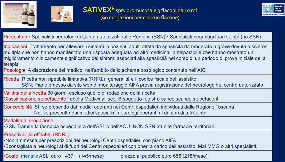 medicinali antispastici e che hanno mostrato un miglioramento clinicamente significativo dei sintomi associati alla spasticità nel corso di un periodo di prova iniziale della terapia Posologia A