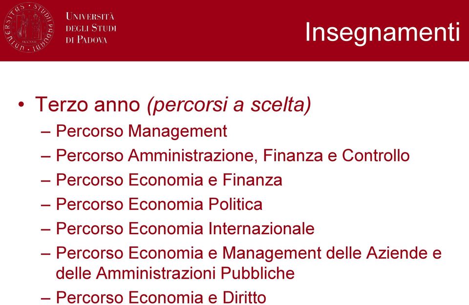 Economia Politica Percorso Economia Internazionale Percorso Economia e