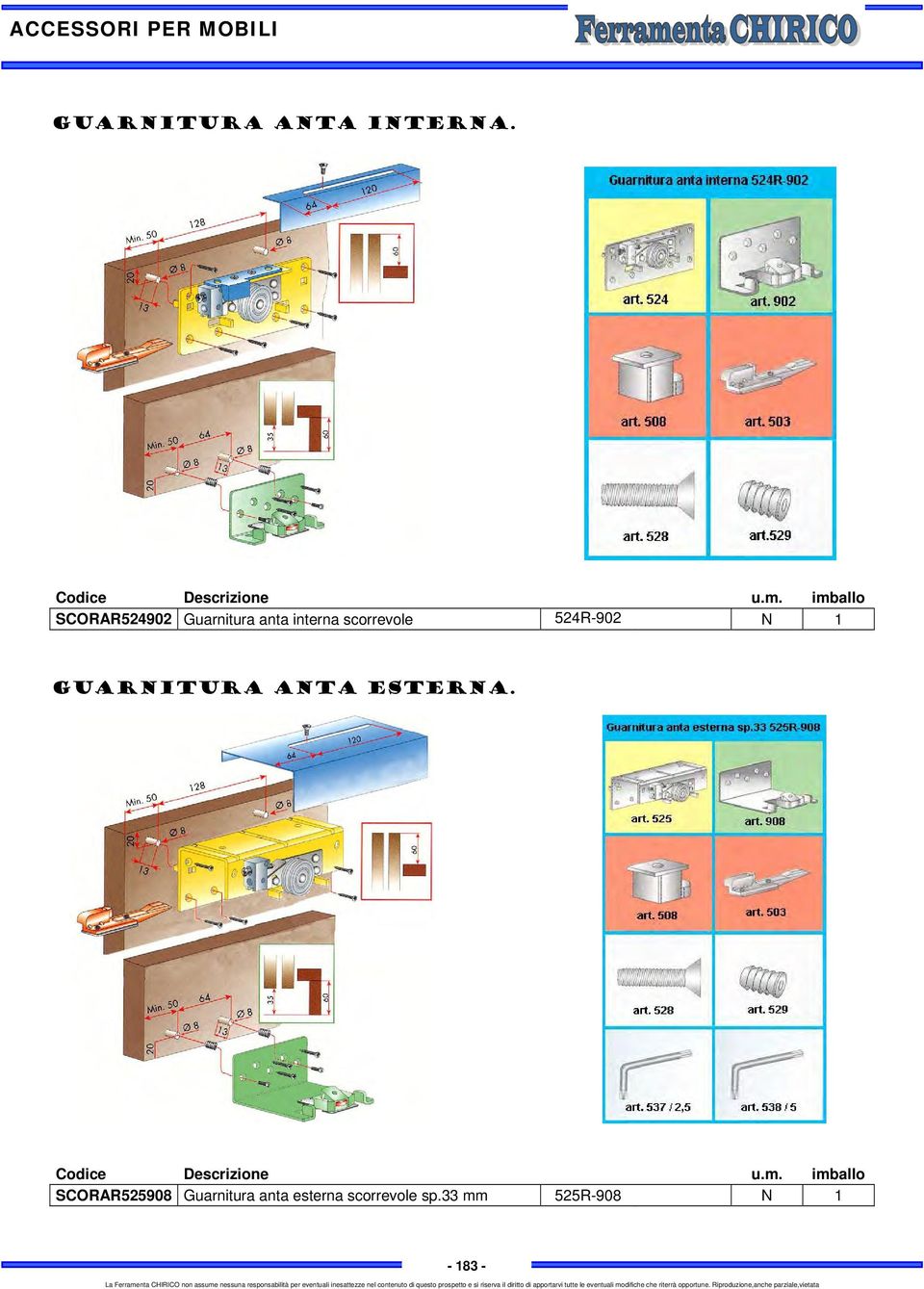 scorrevole 524R-902 N 1 GUARNITURA ANTA