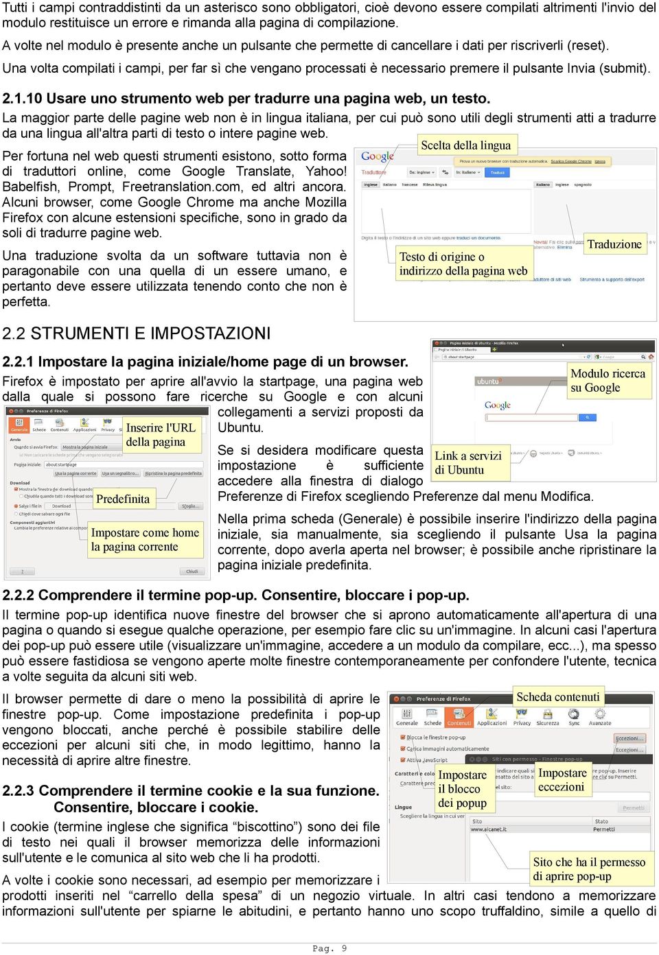 Una volta compilati i campi, per far sì che vengano processati è necessario premere il pulsante Invia (submit). 2.1.10 Usare uno strumento web per tradurre una pagina web, un testo.