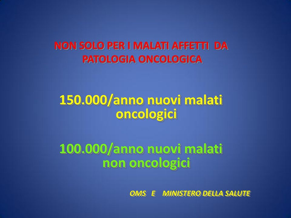 000/anno nuovi malati oncologici 100.