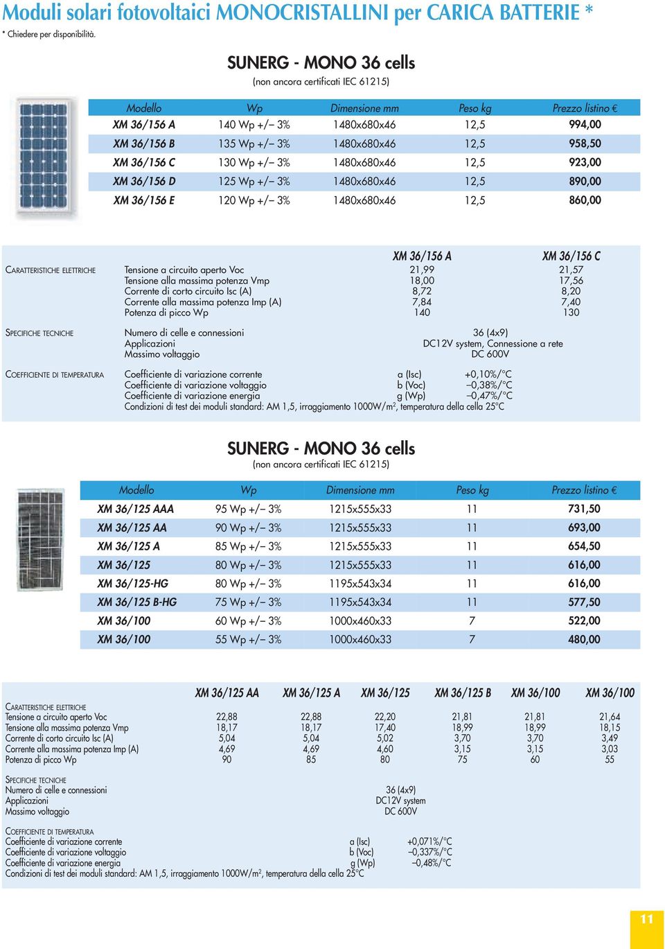 36/56 C 30 Wp +/ 3% 480x680x46 2,5 923,00 XM 36/56 D 25 Wp +/ 3% 480x680x46 2,5 890,00 XM 36/56 E 20 Wp +/ 3% 480x680x46 2,5 860,00 XM 36/56 A XM 36/56 C CARATTERISTICHE ELETTRICHE Tensione a