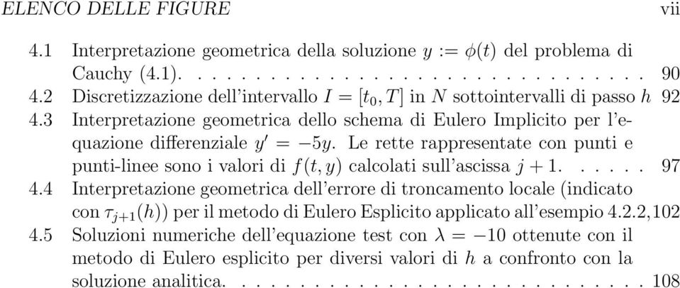 Le rette rappresentate con punti e punti-linee sono i valori di f(t, y) calcolati sull ascissa j + 1...... 97 4.