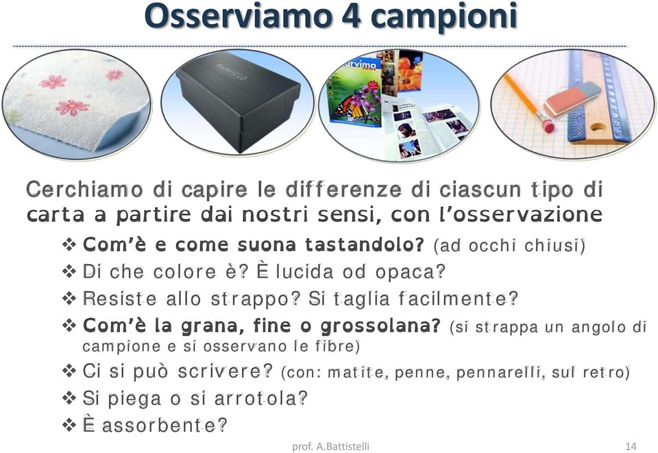 campione e si osservano le fibre) Ci si può scrivere?