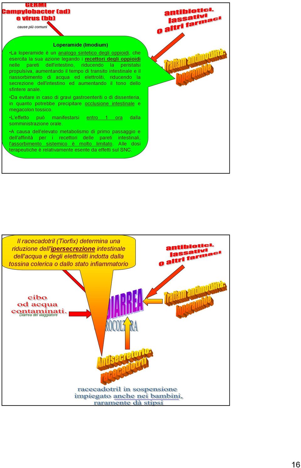 dello sfintere anale. Da evitare in caso di gravi gastroenteriti o di dissenteria, in quanto potrebbe precipitare occlusione intestinale e megacolon tossico.