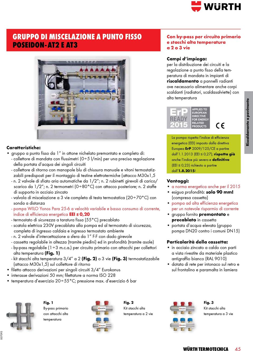 termostatizzabili predisposti per il montaggio di testine elettrotermiche (attacco M30x1,5 - n. 2 valvole di sfiato aria automatiche da 1/2 ; n. 2 rubinetti girevoli di carico/ scarico da 1/2 ; n.