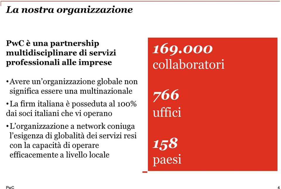 dai soci italiani che vi operano L organizzazione a network coniuga l esigenza di globalità dei servizi