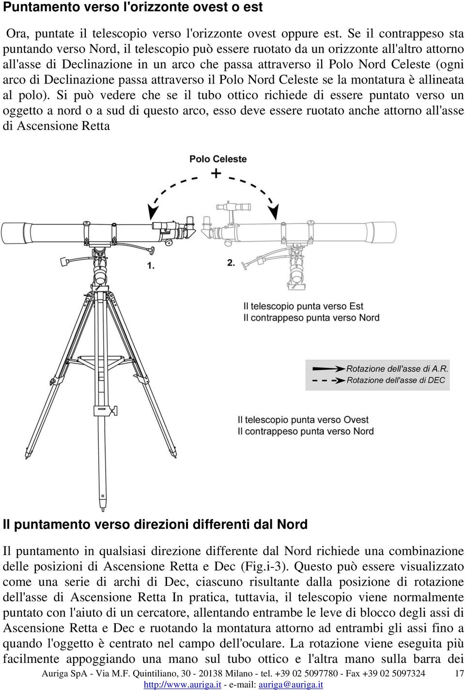 di Declinazione passa attraverso il Polo Nord Celeste se la montatura è allineata al polo).