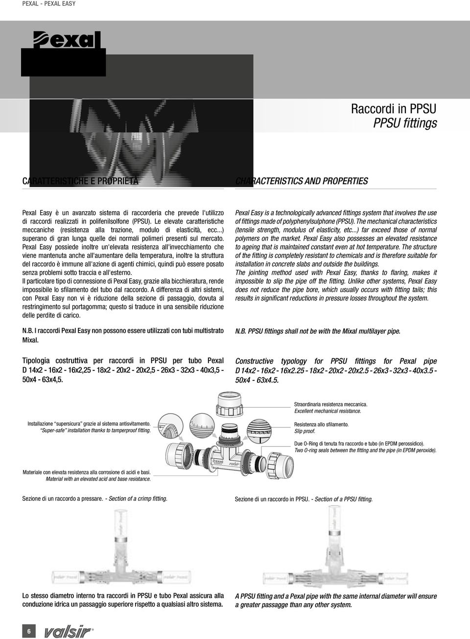 Pexal Easy possiede inoltre un'elevata resistenza all'invecchiamento che viene mantenuta anche all'aumentare della temperatura, inoltre la struttura del raccordo è immune all'azione di agenti