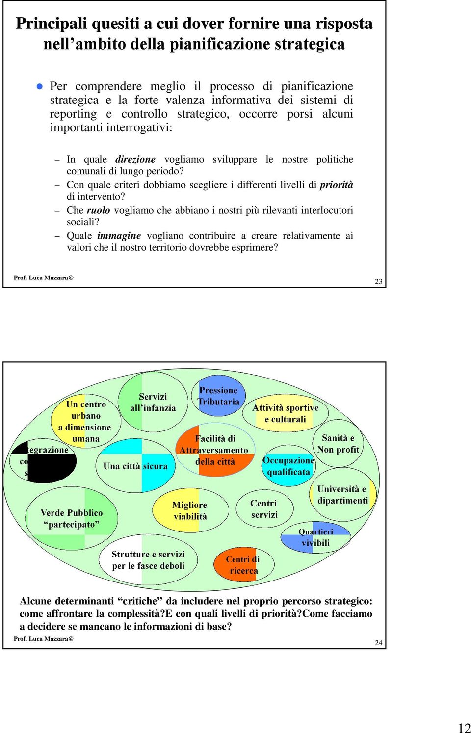 Con quale criteri dobbiamo scegliere i differenti livelli di priorità di intervento? Che ruolo vogliamo che abbiano i nostri più rilevanti interlocutori sociali?