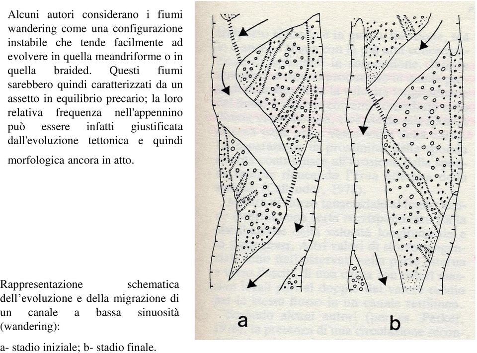 Questi fiumi sarebbero quindi caratterizzati da un assetto in equilibrio precario; la loro relativa frequenza nell'appennino può