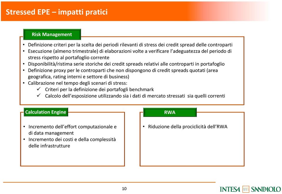 proxy per le controparti che non dispongono di credit spreads quotati (area geografica, rating interni e settore di business) Calibrazione nel tempo degli scenari di stress: Criteri per la