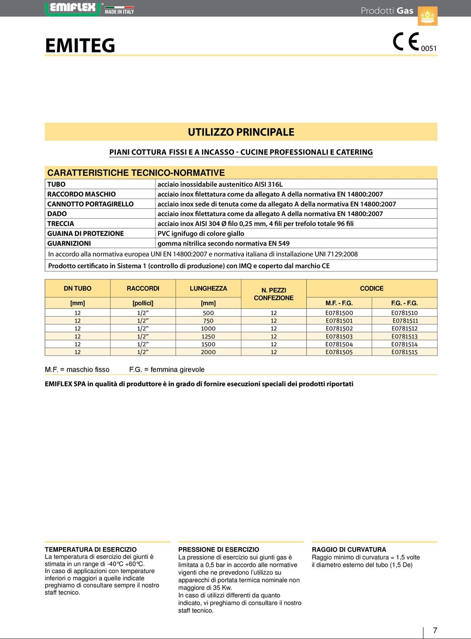 DADO acciaio inox filettatura come da allegato A della normativa EN 14800:2007 TRECCIA acciaio inox AISI 304 Ø filo 0,25 mm, 4 fili per trefolo totale 96 fili GUAINA DI PROTEZIONE PVC ignifugo di