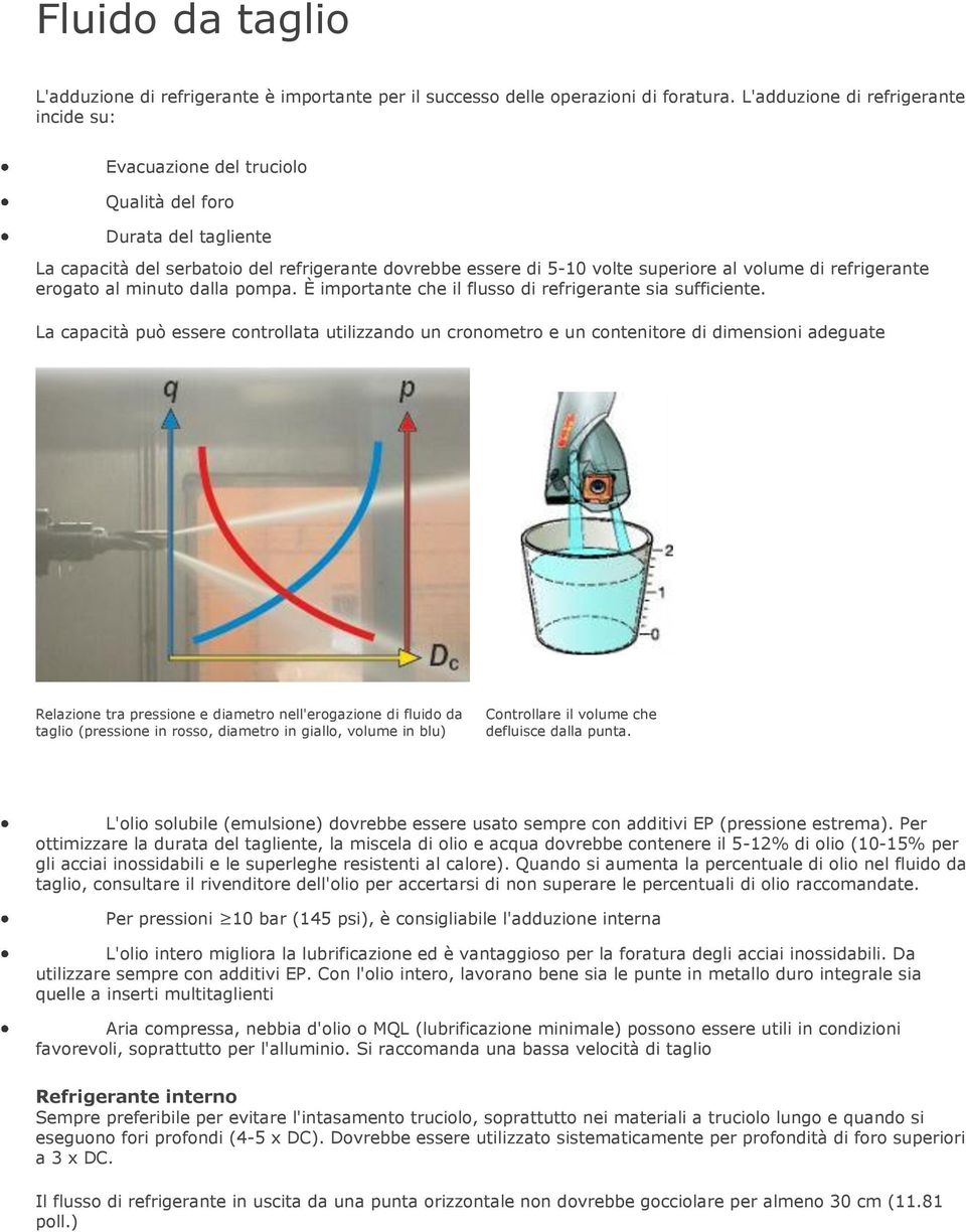 refrigerante erogato al minuto dalla pompa. È importante che il flusso di refrigerante sia sufficiente.