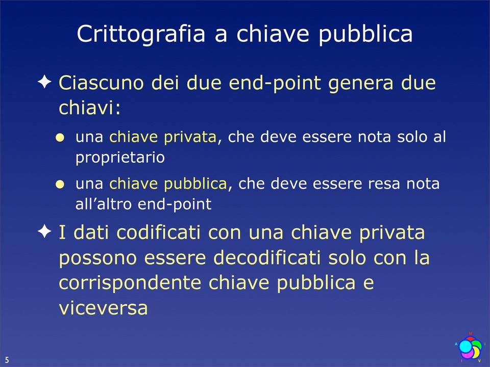 deve essere resa nota all altro end-point I dati codificati con una chiave privata