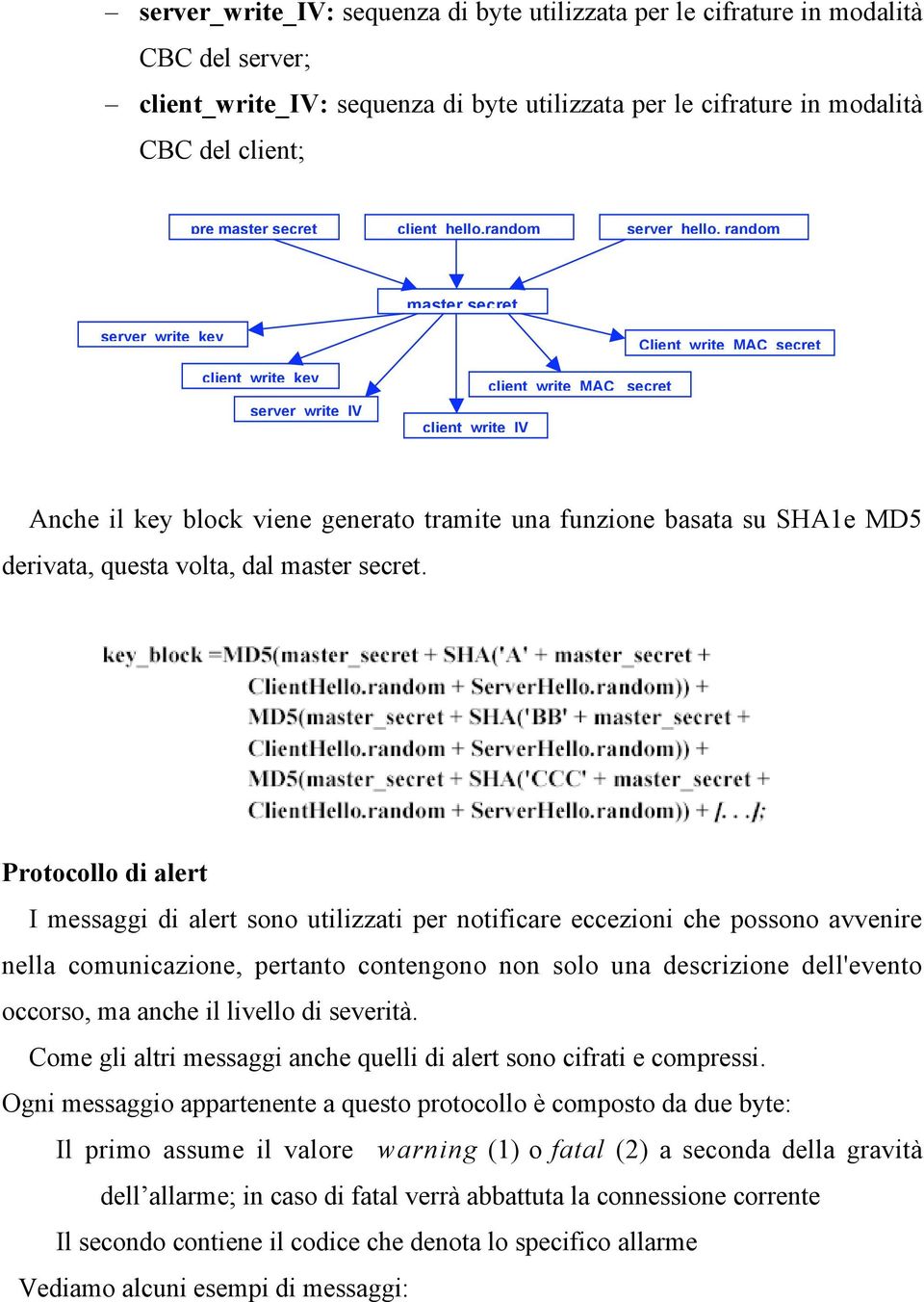 random master secret server_write_key client_write_key server_write_iv client_write_iv client_write_mac_ secret Client_write_MAC_secret Anche il key block viene generato tramite una funzione basata