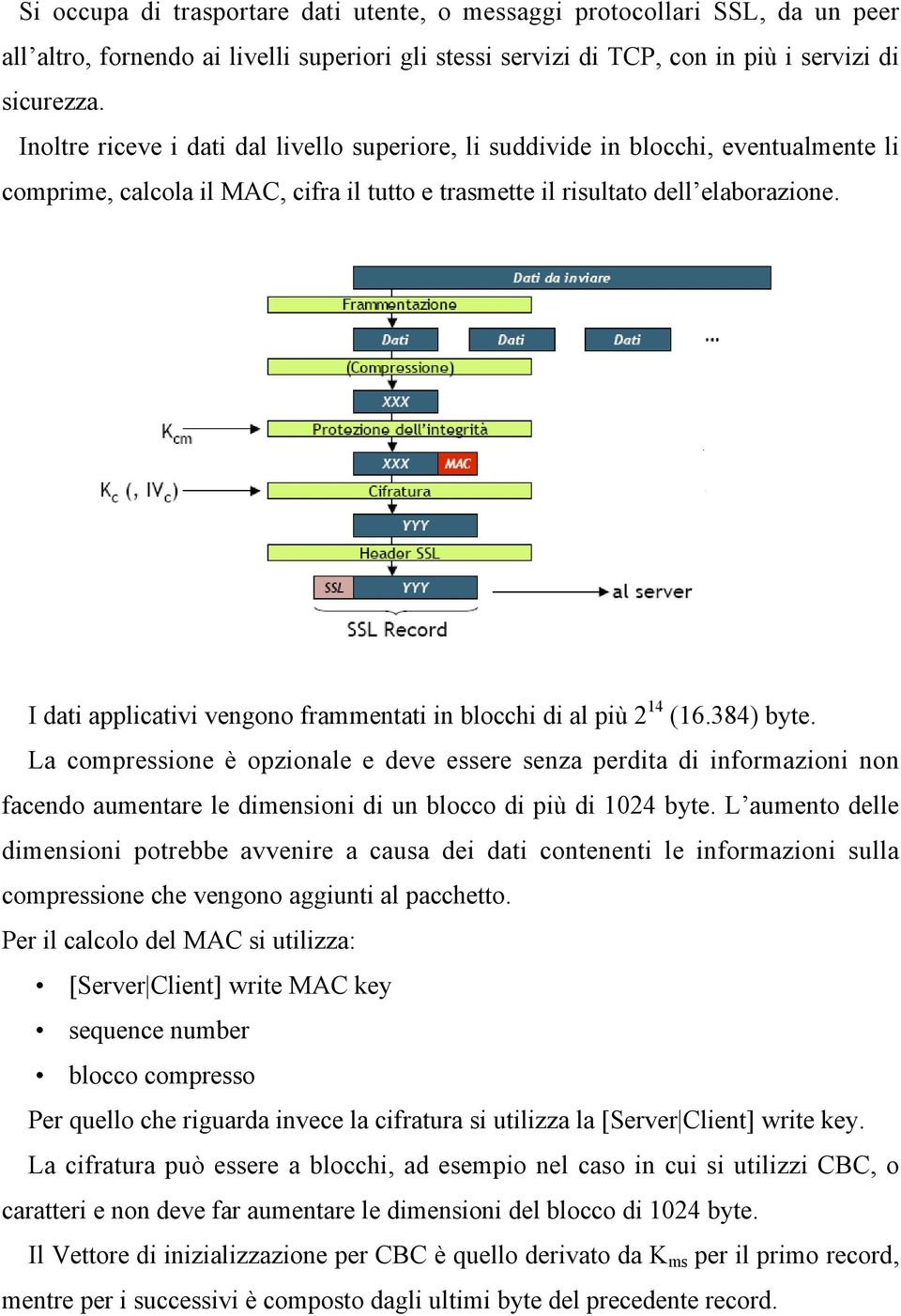 I dati applicativi vengono frammentati in blocchi di al più 2 14 (16.384) byte.