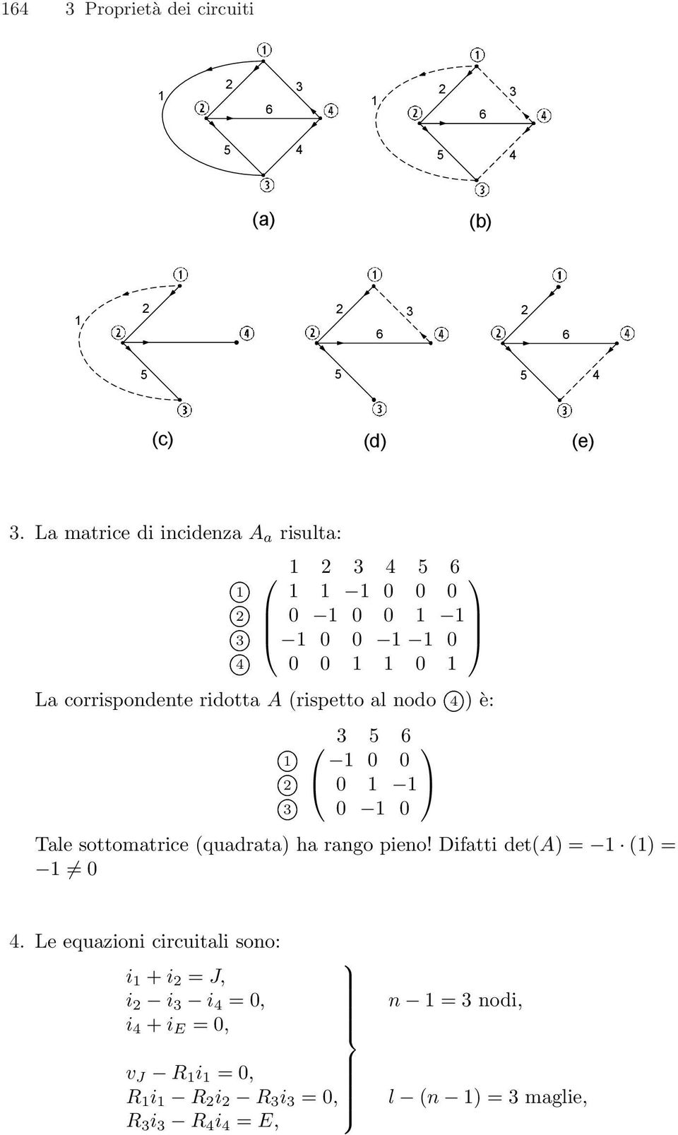 A (rispetto al nodo 4O) è: 3 5 6 1 0 0 0 1 1 0 1 0 1O 2O 3O Tale sottomatrice (quadrata) ha rango pieno!