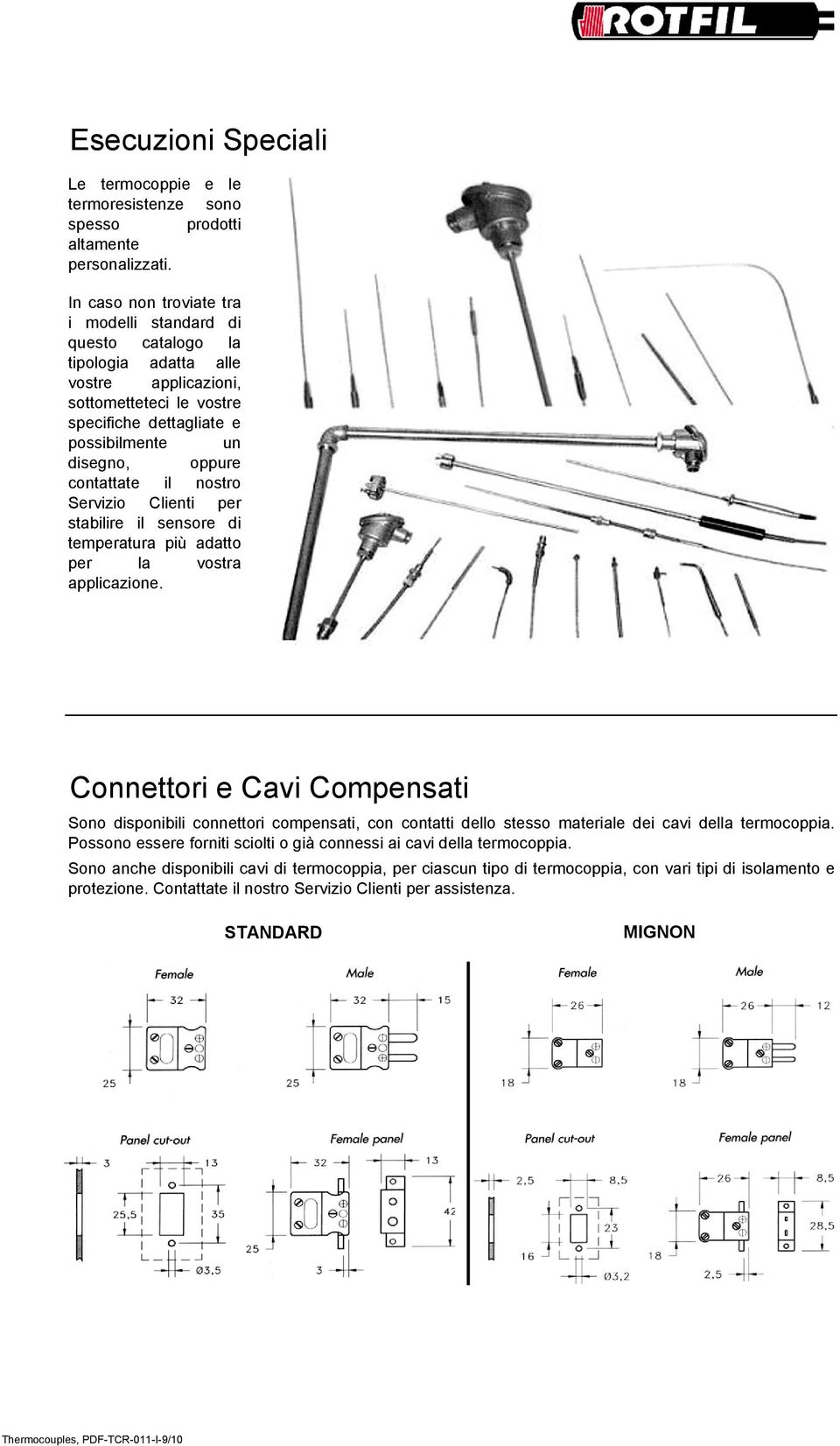 contattate il nostro Servizio Clienti per stabilire il sensore di temperatura più adatto per la vostra applicazione.