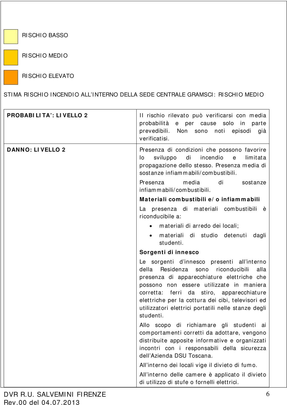 Presenza di condizioni che possono favorire lo sviluppo di incendio e limitata propagazione dello stesso. Presenza media di sostanze infiammabili/combustibili.