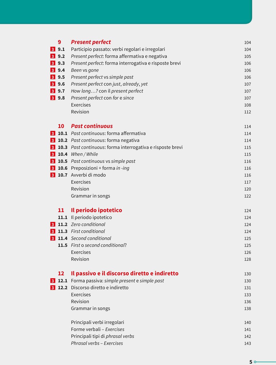 con il present perfect 107 3 9.8 Present perfect con for e since 107 Exercises 108 Revision 112 10 Past continuous 114 3 10.1 Past continuous: forma affermativa 114 3 10.