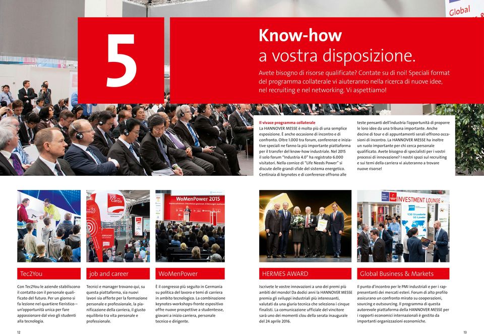 Il vivace programma collaterale La HANNOVER MESSE è molto più di una semplice esposizione. È anche occasione di incontro e di confronto. Oltre 1.