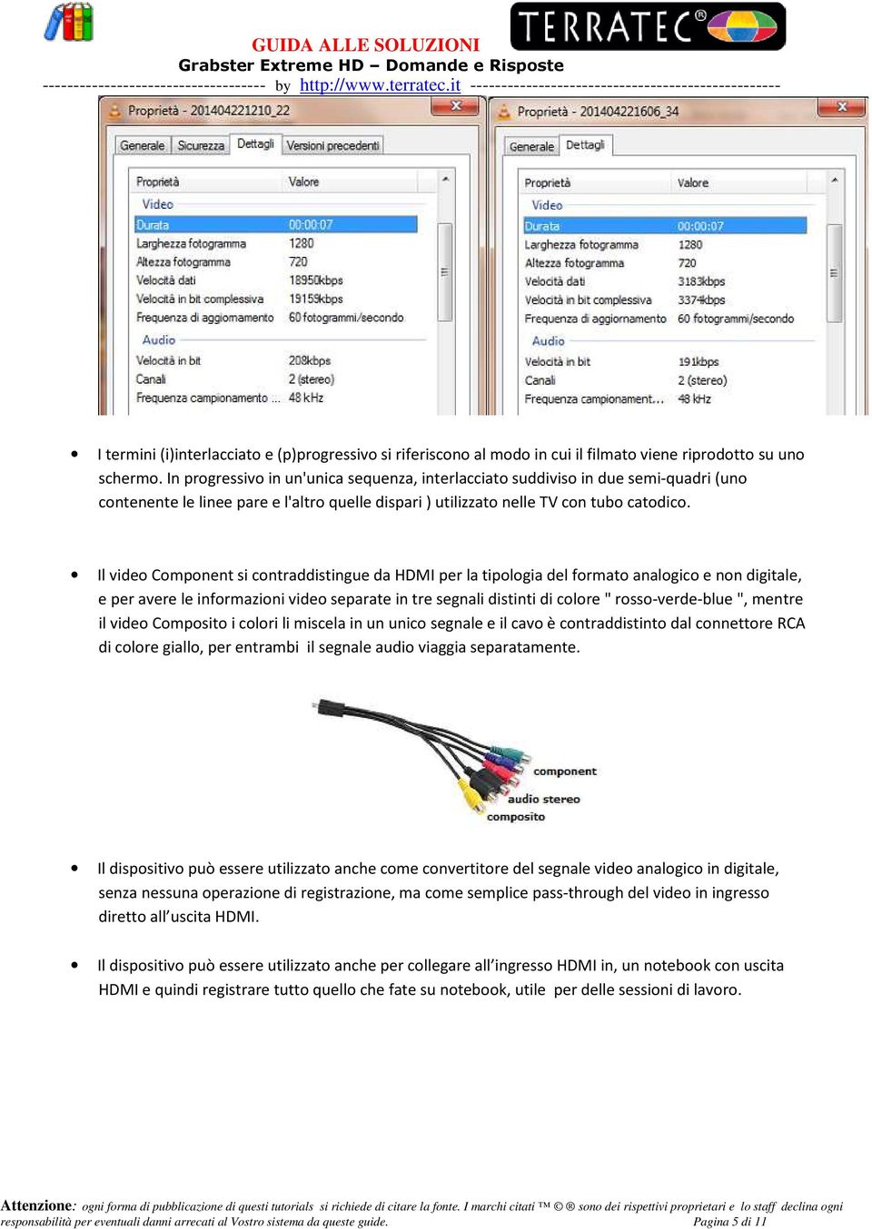 Il video Component si contraddistingue da HDMI per la tipologia del formato analogico e non digitale, e per avere le informazioni video separate in tre segnali distinti di colore " rosso-verde-blue