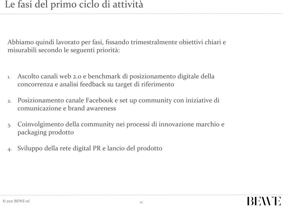 0 e benchmark di posizionamento digitale della concorrenza e analisi feedback su target di riferimento 2.