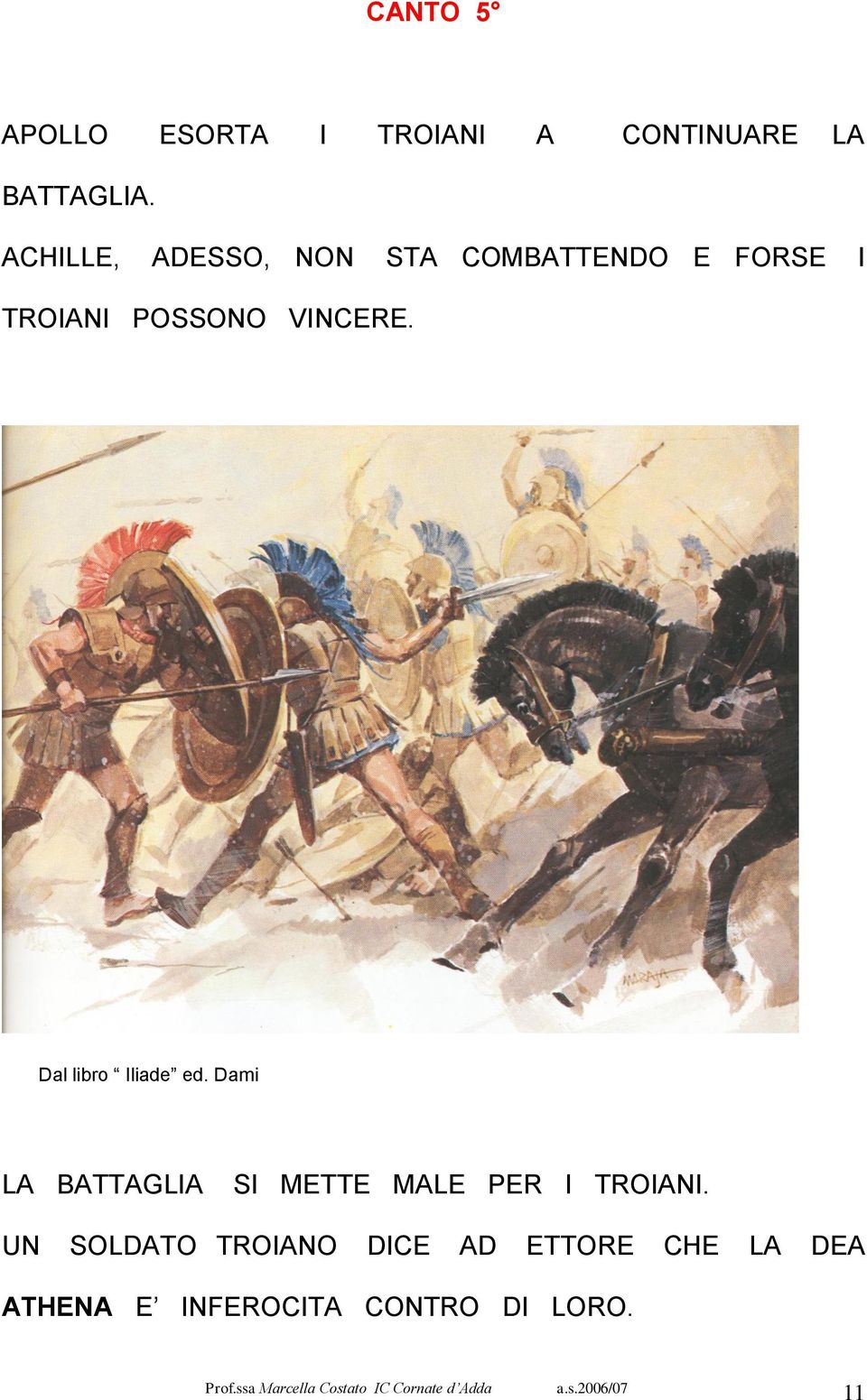 VINCERE. LA BATTAGLIA SI METTE MALE PER I TROIANI.