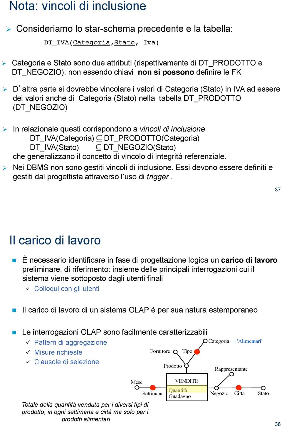 in IVA ad essere dei valori anche di Categoria (Stato) nella tabella DT_PRODOTTO (DT_NEGOZIO) In relazionale questi corrispondono a vincoli di inclusione DT_IVA(Categoria)!