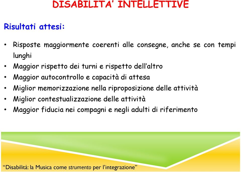 autocontrollo e capacità di attesa Miglior memorizzazione nella riproposizione delle