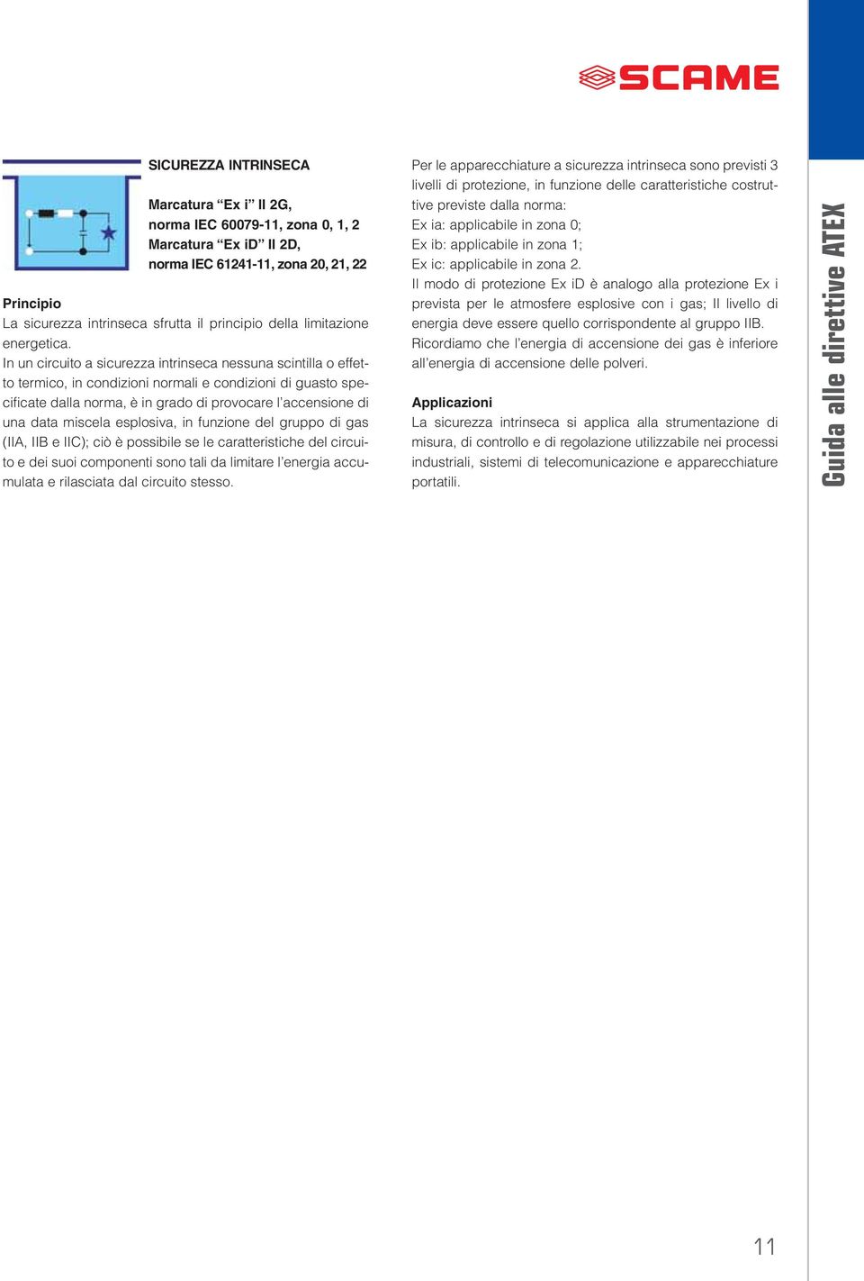 In un circuito a sicurezza intrinseca nessuna scintilla o effetto termico, in condizioni normali e condizioni di guasto specificate dalla norma, è in grado di provocare l accensione di una data