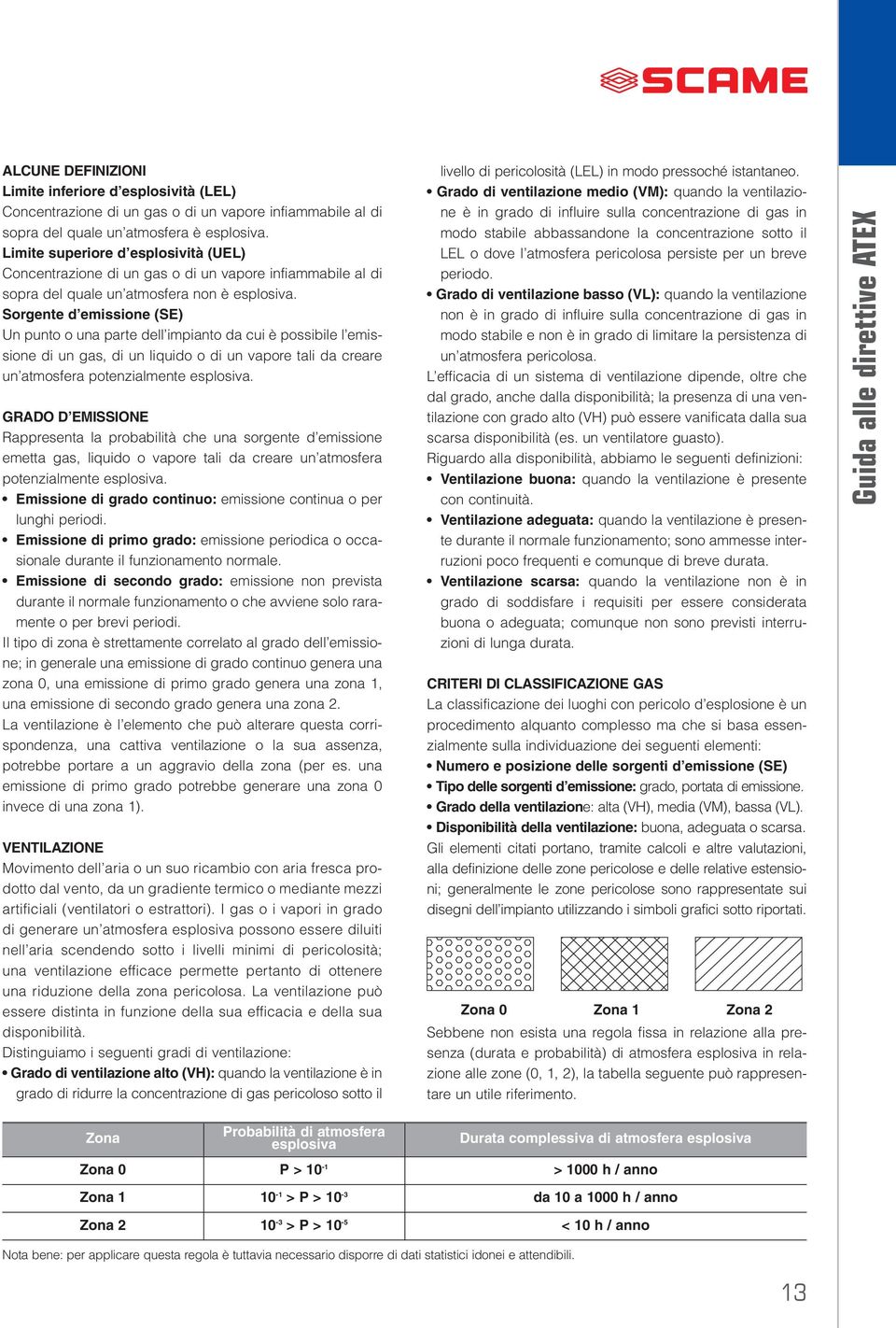 Sorgente d emissione (SE) Un punto o una parte dell impianto da cui è possibile l emissione di un gas, di un liquido o di un vapore tali da creare un atmosfera potenzialmente esplosiva.