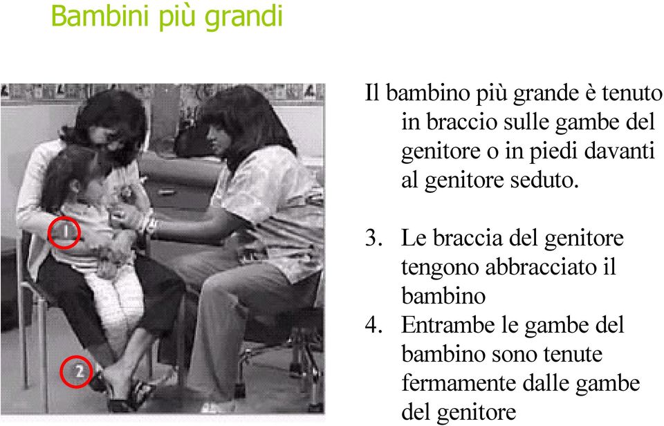 Le braccia del genitore tengono abbracciato il bambino 4.