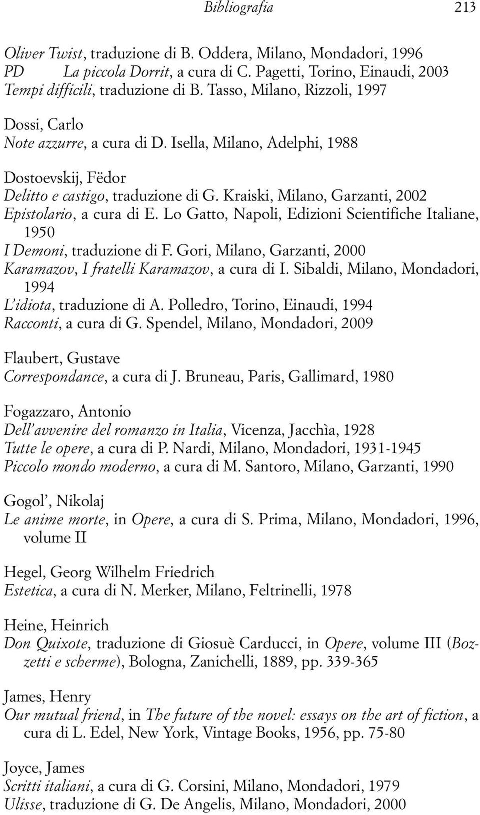 Kraiski, Milano, Garzanti, 2002 Epistolario, a cura di E. Lo Gatto, Napoli, Edizioni Scientifiche Italiane, 1950 I Demoni, traduzione di F.