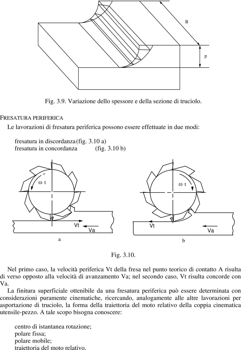 La finitura superficiale ottenibile da una fresatura periferica può essere determinata con considerazioni puramente cinematiche, ricercando, analogamente alle altre lavorazioni per asportazione di